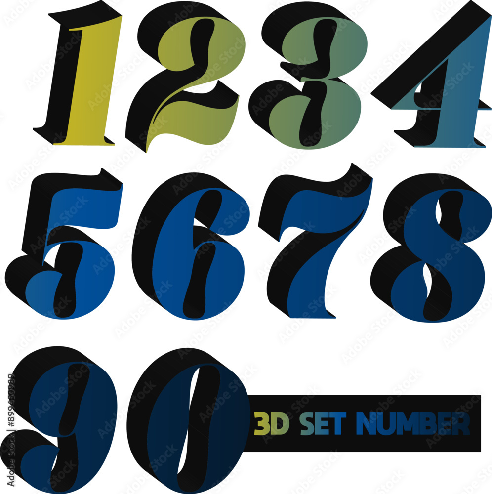 3d set numbers, 3d gradient number, set numbers 3d set numbers, 3d gradient number, set numbers