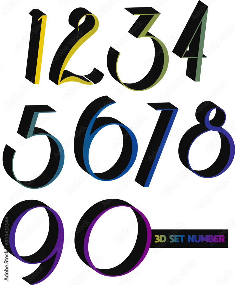 3d set numbers, 3d gradient number, set numbers 3d set numbers, 3d gradient number, set numbers