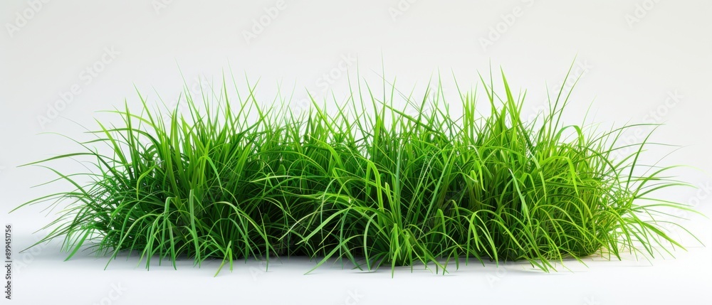 Lush natural grass, white background, high detail, vibrant green, botanical close-up, isolated shot Lush natural grass, white background, high detail, vibrant green, botanical close-up, isolated shot