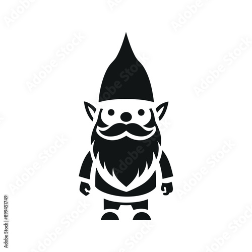 Gnome black and white vector, gnomes vector art illustration silhouette logo design black and white