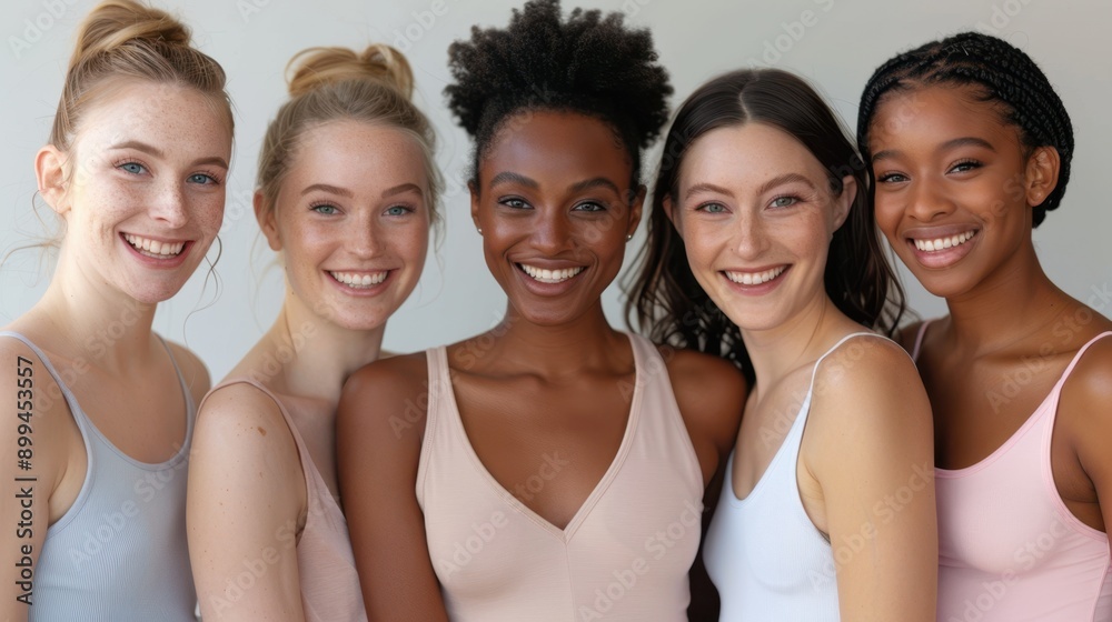 The group of smiling women