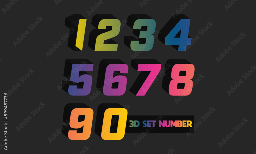 3d set numbers, 3d gradient number, set numbers 3d set numbers, 3d gradient number, set numbers