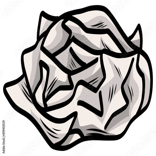 Crumpled Paper Ball Waste Drawing Vector Illustration
