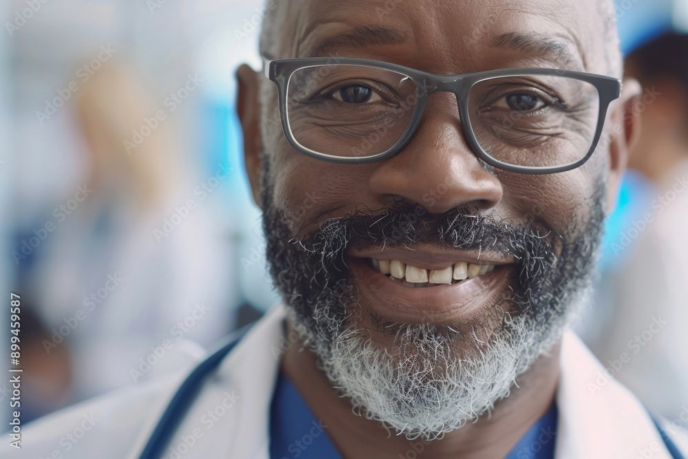 Close-up of a happy medical professional smiling confidently in a hospital setting Close-up of a happy medical professional smiling confidently in a hospital setting