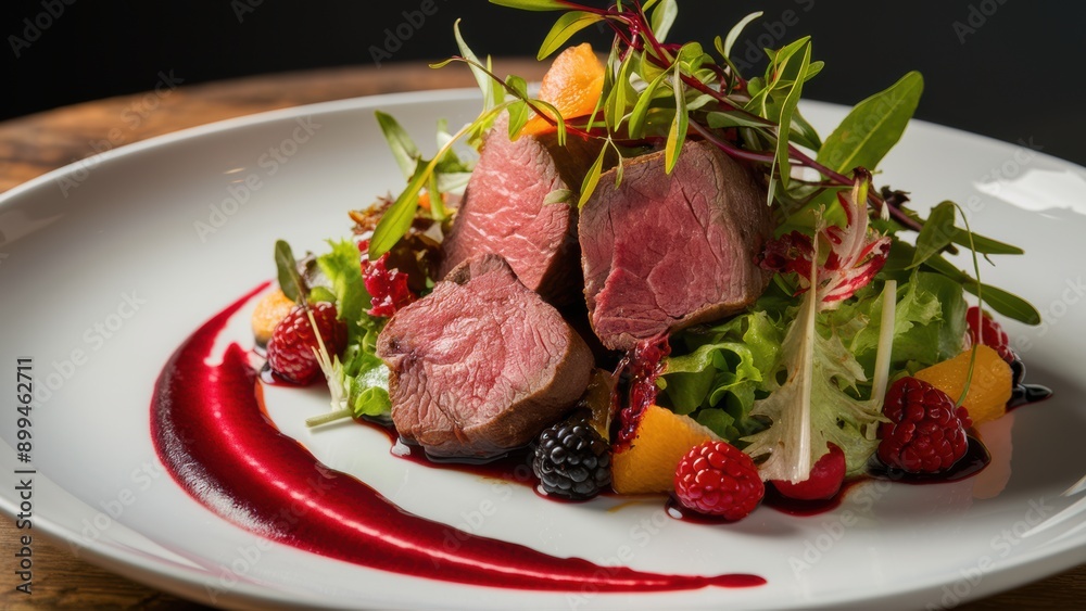 A plate of a white dish with meat and vegetables on it, AI A plate of a white dish with meat and vegetables on it, AI