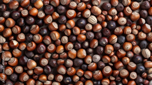 Background made by a variety of hazelnuts and filbert nuts