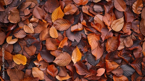Background of fallen brown leaves in autumn