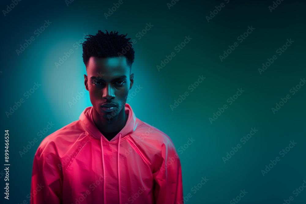 Stylish young man in a neon-lit setting, wearing a pink jacket and looking serious, creating a modern and edgy vibe. Stylish young man in a neon-lit setting, wearing a pink jacket and looking serious, creating a modern and edgy vibe.