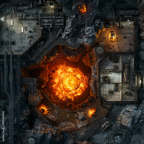 Post Apocalyptic Battle Map for RPG ,Map for Dungeons and Dragons,DnD map, Tabletop Role-Playing Games, Adventure Game Background, Top-Down View