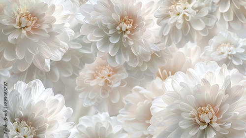 Floral background with white chrysanthemums in full bloom. Vibrant beautiful flowers