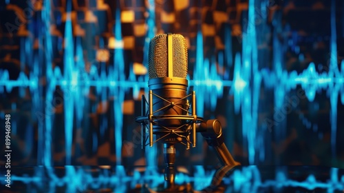 The Microphone with Audio Waves photo