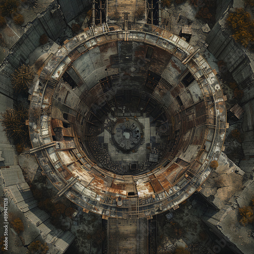 Post Apocalyptic  Battle Map  for RPG ,Map for Dungeons and Dragons,DnD map, Tabletop Role-Playing Games, Adventure Game Background, Top-Down View