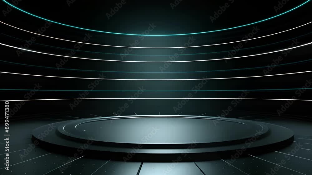podium Futuristic showcase with platform for product displaying. Empty modern stage display. Seamless looping motion design. Video animation Ultra HD 4K 3840x2160
