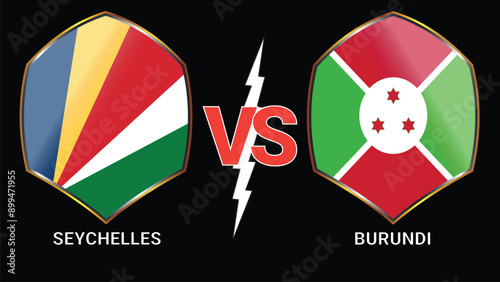 Soccer Showdown: Seychelles vs Burundi with Flags Displayed on Black Background
