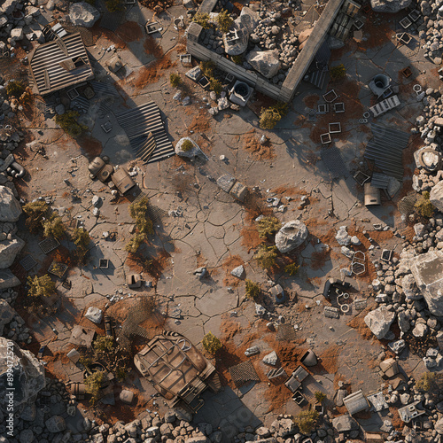 Post Apocalyptic  Battle Map  for RPG ,Map for Dungeons and Dragons,DnD map, Tabletop Role-Playing Games, Adventure Game Background, Top-Down View