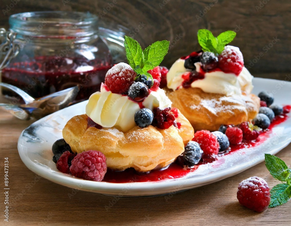 Windbeutel mit Waldbeeren