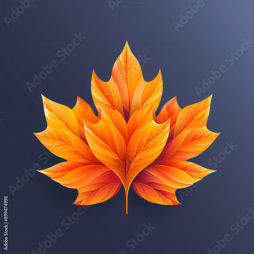 Vibrant Orange Autumn Leaf Isolated on Dark Background Symbolizing Fall Season and Natural Beauty in a Detailed and High-Resolution Image © Ksenia