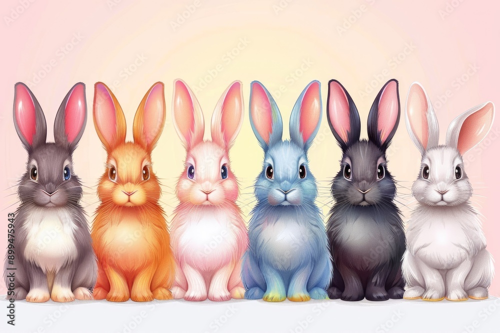 Draw vector illustration set character design of cute rabbit.Doodle style. Draw vector illustration set character design of cute rabbit.Doodle style.