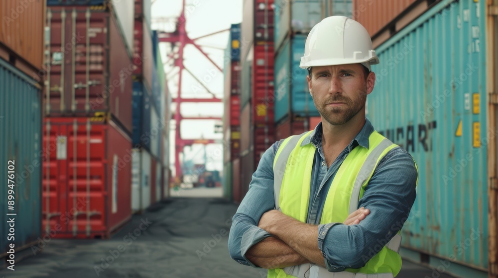 The worker in container port The worker in container port
