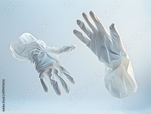 Suspended Latex Gloves in Ethereal Minimalist Composition