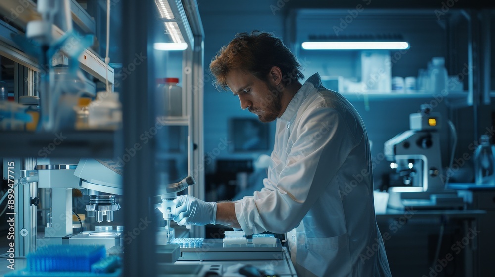 A biotechnologist using 3D printing to create bio-materials A biotechnologist using 3D printing to create bio-materials