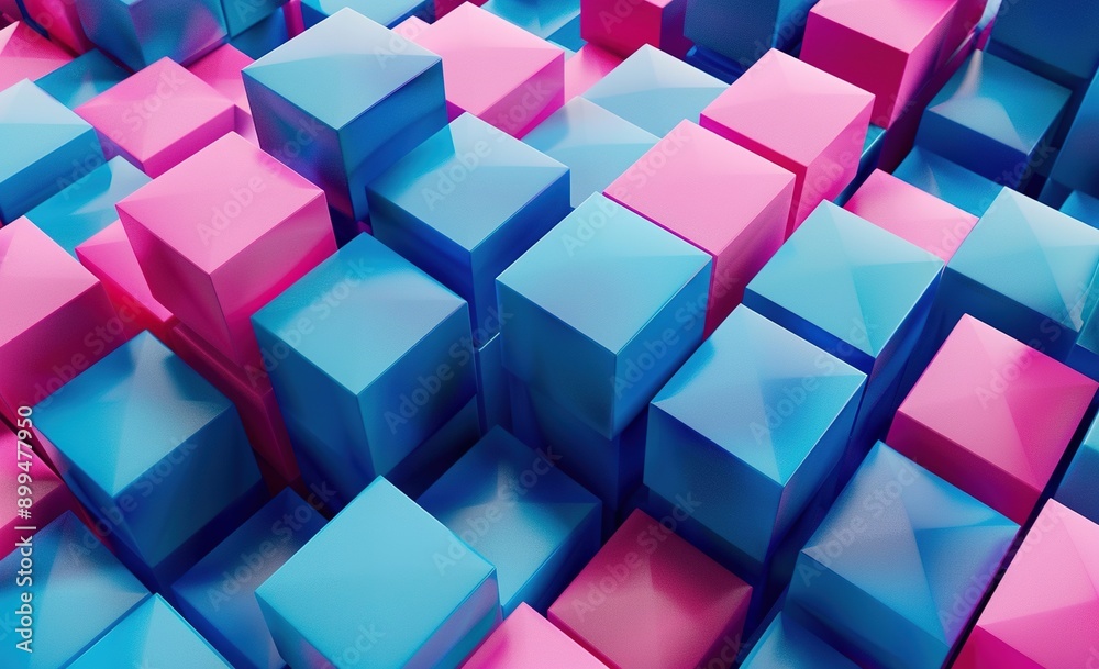 Abstract background with cubes blue and pink gradient Abstract background with cubes blue and pink gradient