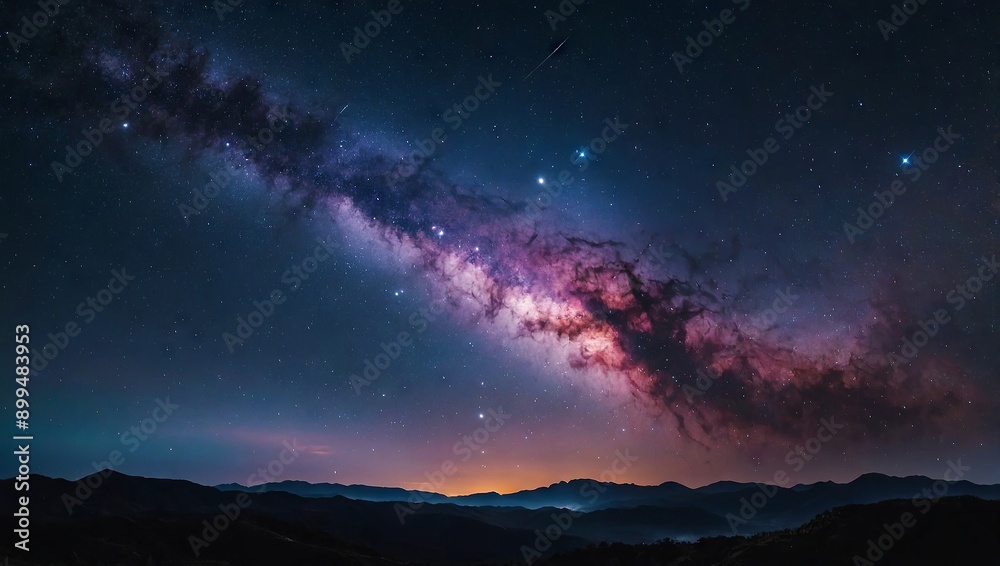 Fototapeta premium A vast, colorful nebula with shooting stars passing through