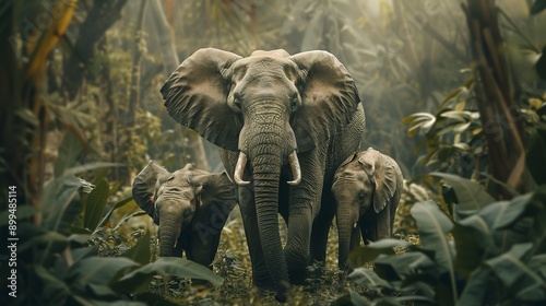 Amidst the dense foliage of the forest, a skilled wildlife photographer documents the playful antics of a family of elephants. The large, gentle creatures move gracefully through the safari 