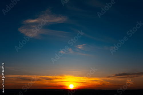 Colourful landscape of beautiful dark sunset or sunrise. Natural abstract background.