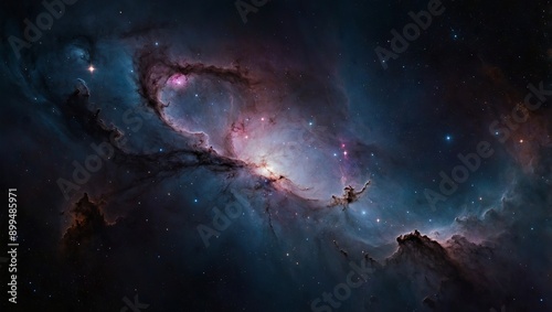 A serene, pastel-colored nebula spreading across the night sky