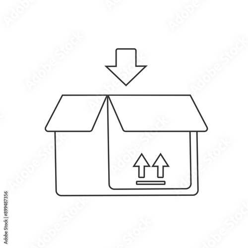 Shipping cardboard box icon. Delivery container with this side up arrows symbol. Vector illustration