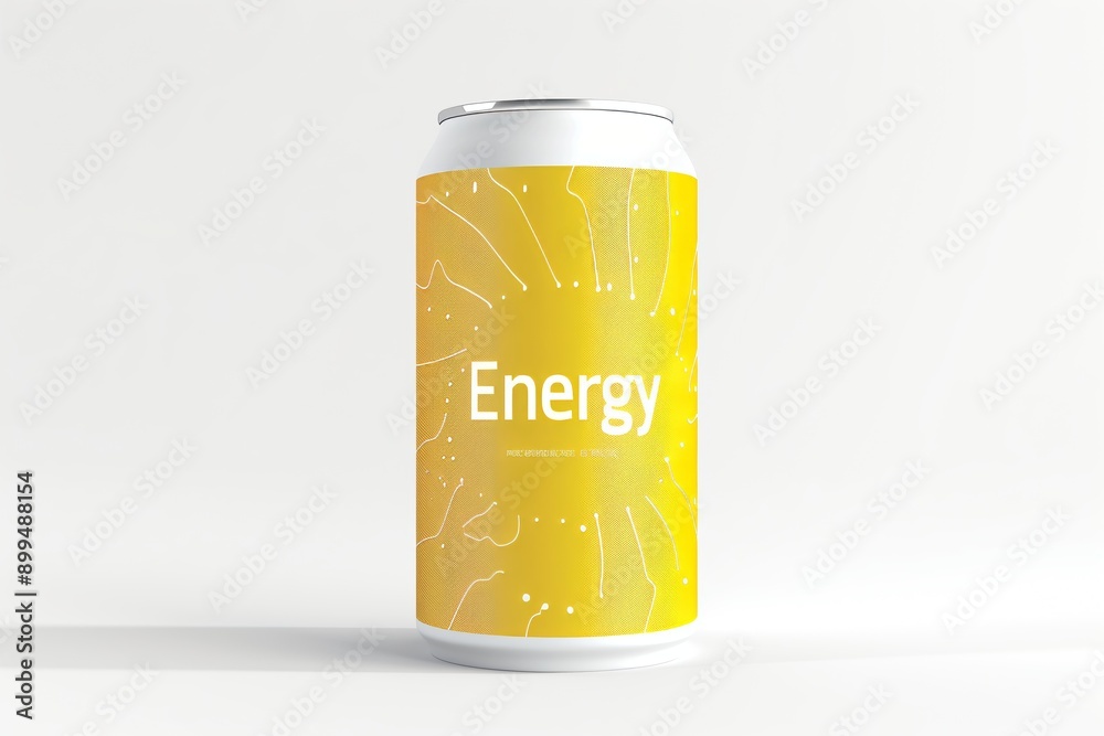 Isolated Energy Drink Can Design Concept on Blank White Background