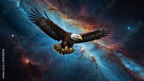 Nebula shaped like a majestic eagle soaring through space