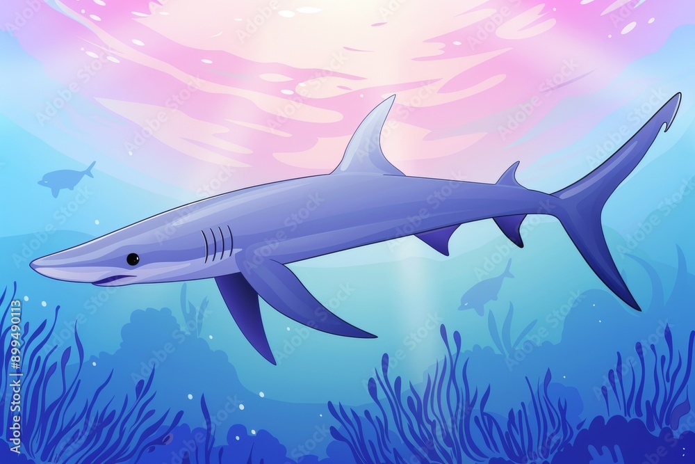 Obraz premium Close-up of a majestic blue whale in the deep ocean, showing its eye and baleen plates. Beautiful simple AI generated image in 4K, unique.