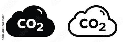 Cloud with text (CO2) icon illustration. CO2 vector symbols