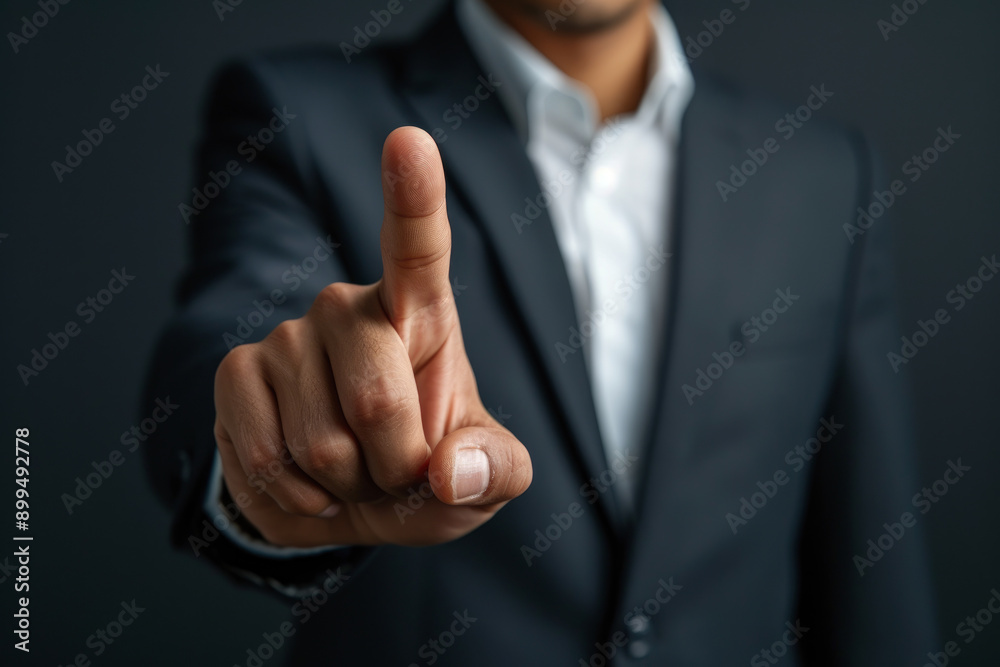 Businessman finger pointing to empty space front view illustration highlighting corporate and professional use, ideal for business presentations and marketing. Businessman finger pointing to empty space front view illustration highlighting corporate and professional use, ideal for business presentations and marketing.