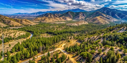 Aerial view of Thurman Flats in San Bernardino National Forest, Mill Creek, Yucaipa, Redlands, California