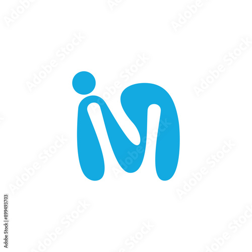 letter mi liquid blue curves logo vector