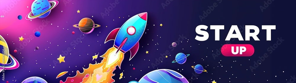 A rocket travelling through the planets, start up concept, design banner template, paper illustration, and 3d paper. A rocket travelling through the planets, start up concept, design banner template, paper illustration, and 3d paper.