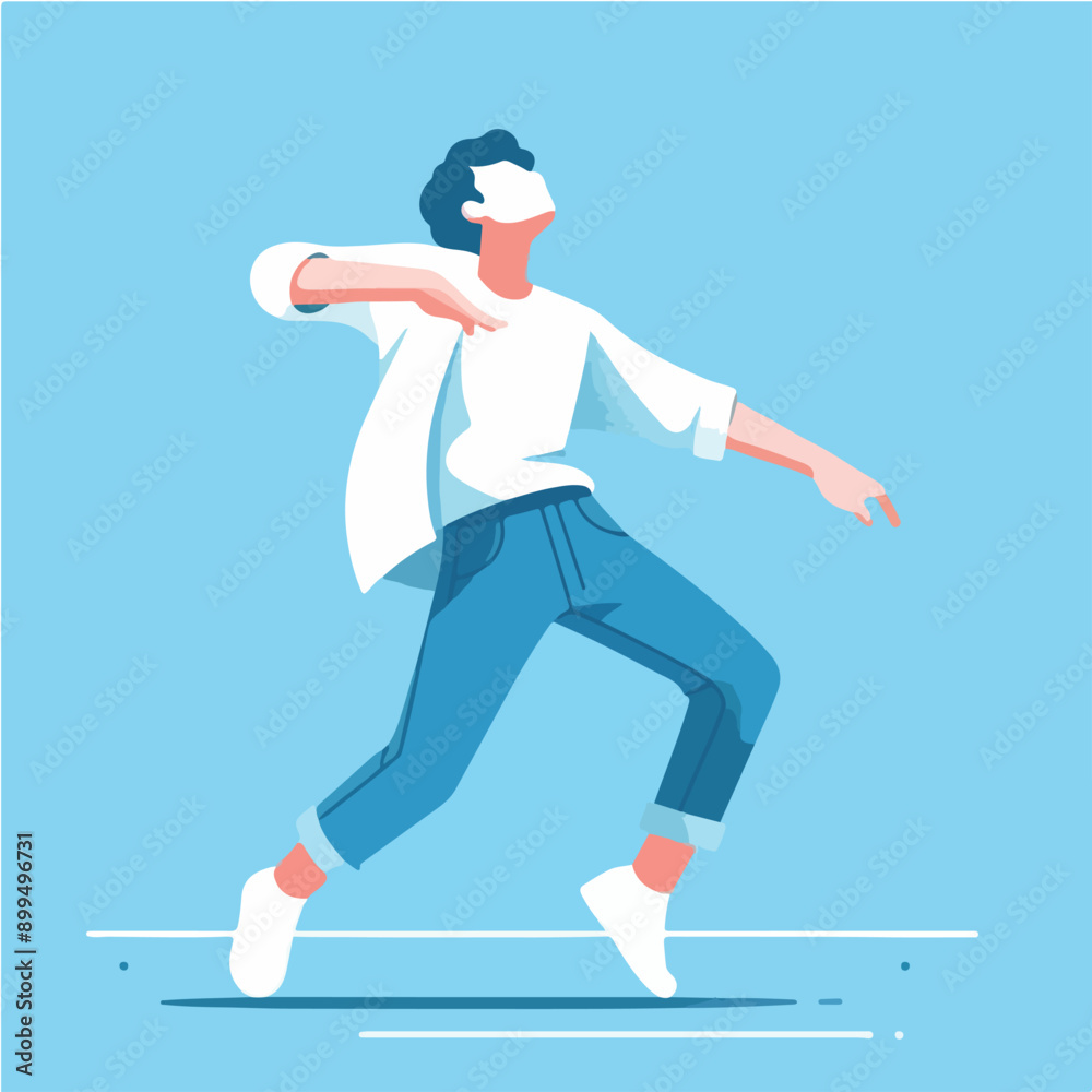 Obraz premium Vector of a teenager dancing enthusiastically