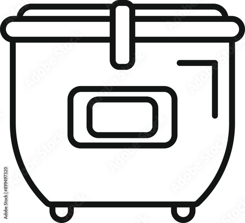 Big multicooker icon, kitchen device for cooking food, outline style