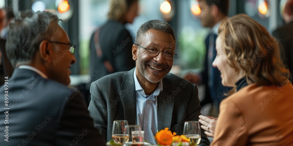 A group of people networking at an event A group of people networking at an event