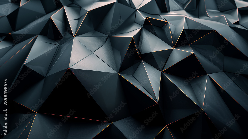 Fototapeta premium A black and white image of a mountain with a lot of triangles. The image has a very abstract and modern feel to it