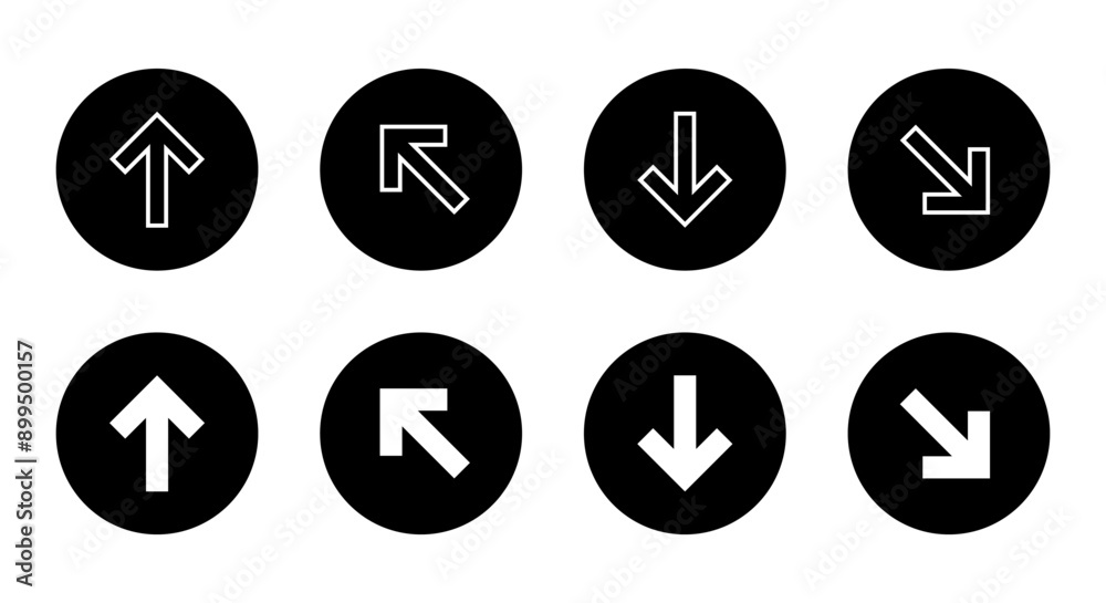 Up and down arrow icon set on black circle Up and down arrow icon set on black circle