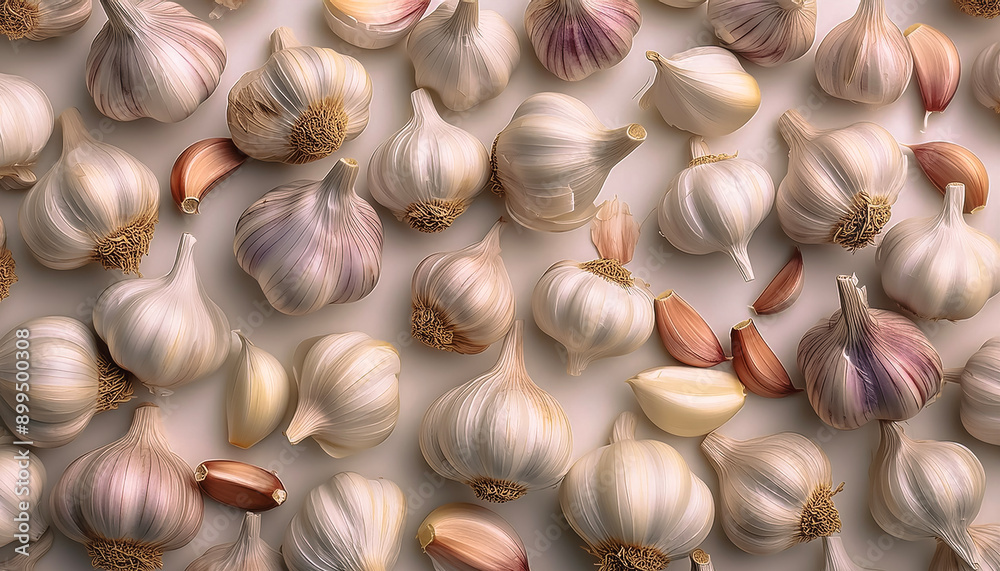 Garlic vegetables pattern texture background.