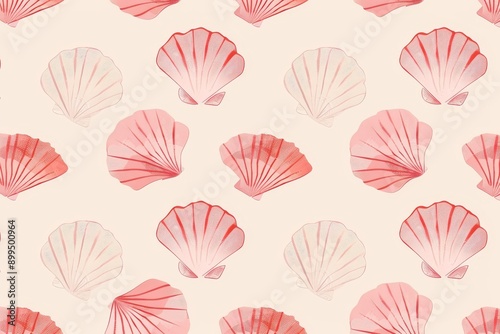 Marine Chic Shells, Dual-Tone Scallop Shells – Simple and Elegant. Beautiful simple AI generated image in 4K, unique.