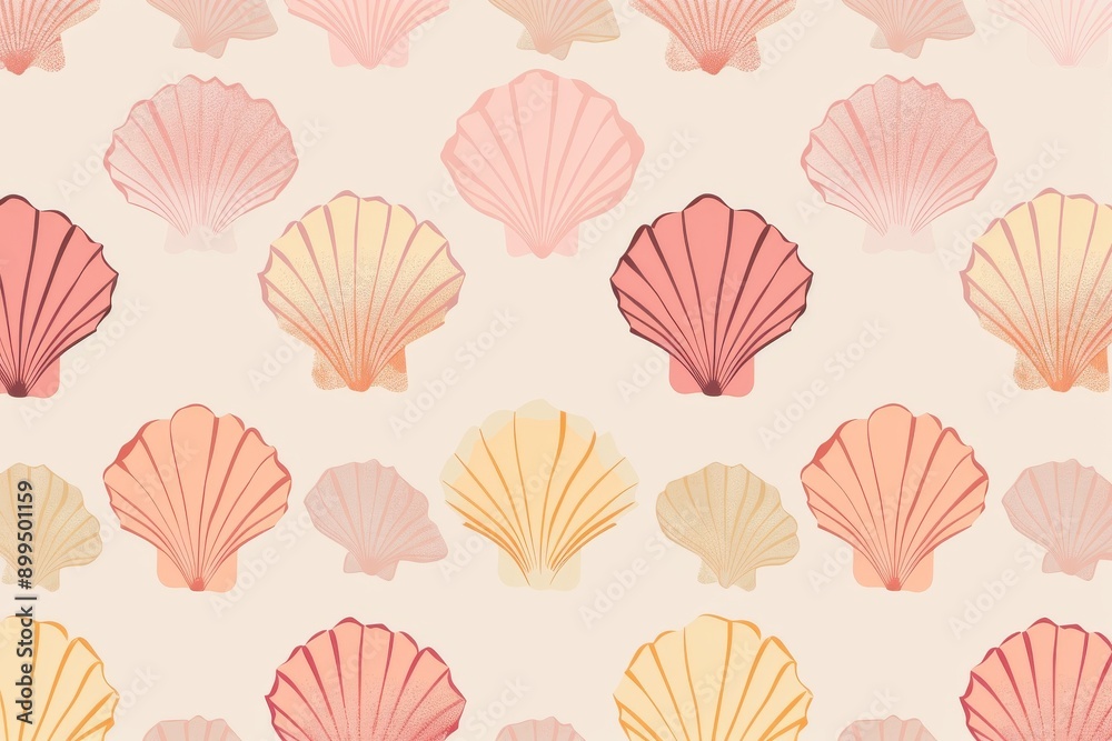 Obraz premium Marine Chic Shells, Dual-Tone Scallop Shells – Simple and Elegant. Beautiful simple AI generated image in 4K, unique.
