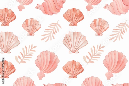 Marine Chic Shells, Dual-Tone Scallop Shells – Simple and Elegant. Beautiful simple AI generated image in 4K, unique. © ArtSpree