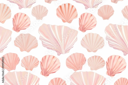 Marine Chic Shells, Dual-Tone Scallop Shells – Simple and Elegant. Beautiful simple AI generated image in 4K, unique.