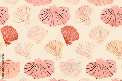 Marine Chic Shells, Dual-Tone Scallop Shells – Simple and Elegant. Beautiful simple AI generated image in 4K, unique.